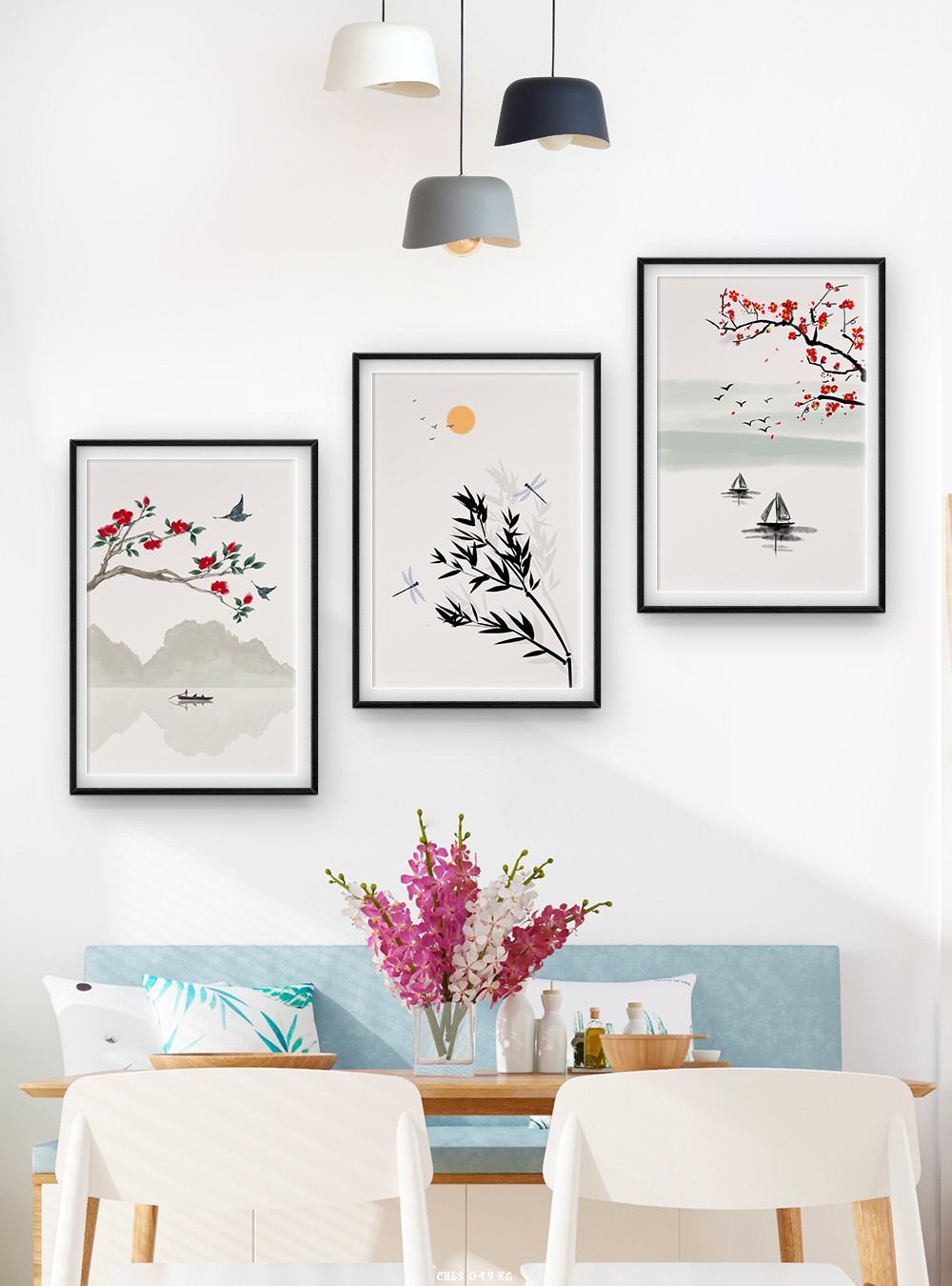 Hoa lá tranh vẽ CHL3-049-KG